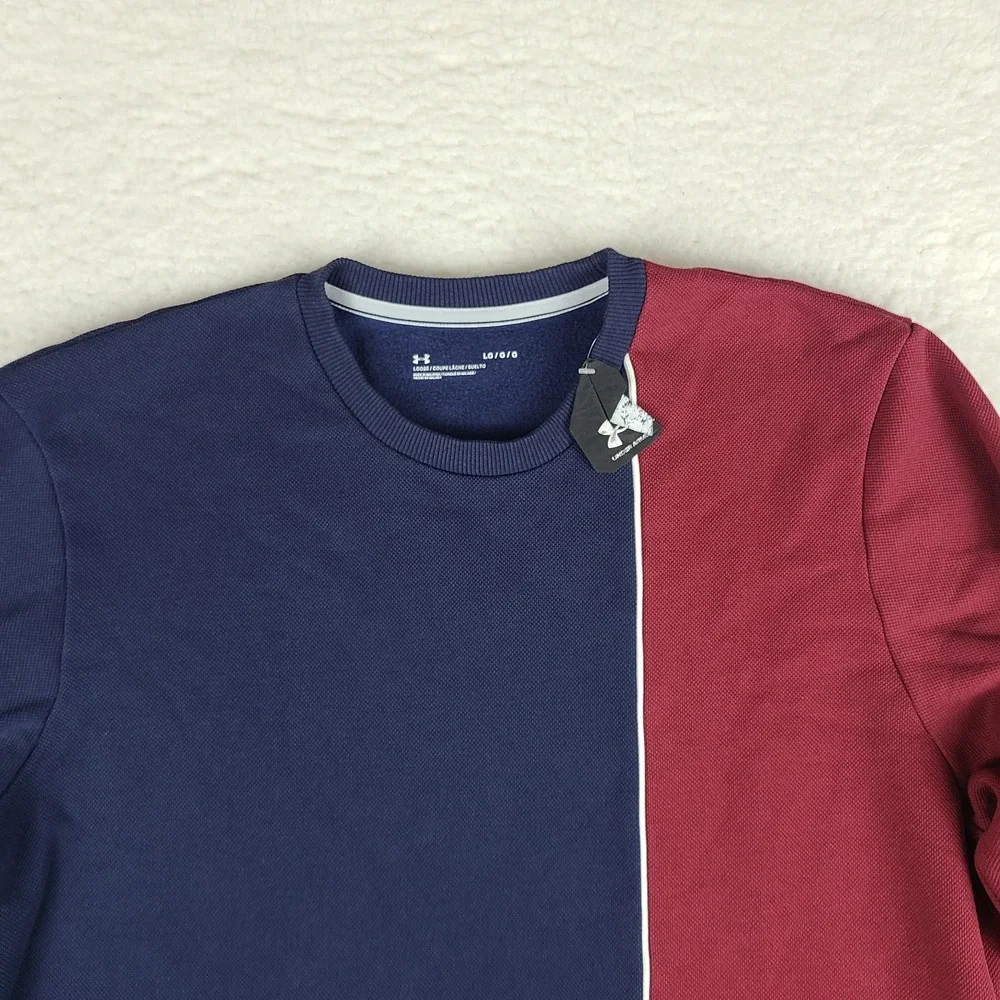 Under Armour Sweater Mens Large Blue Navy Red‎ Crewneck Sweatshirt